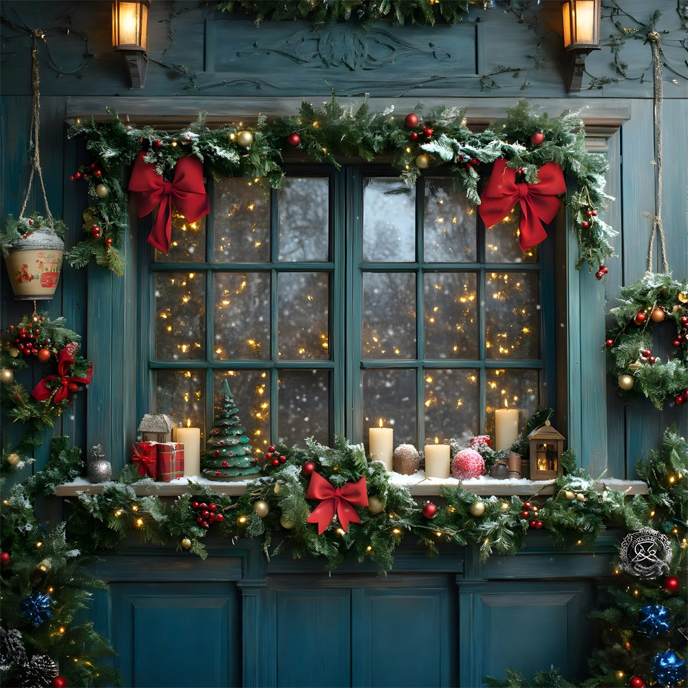 Christmas Garland Lights Window Backdrop UK RR8-110