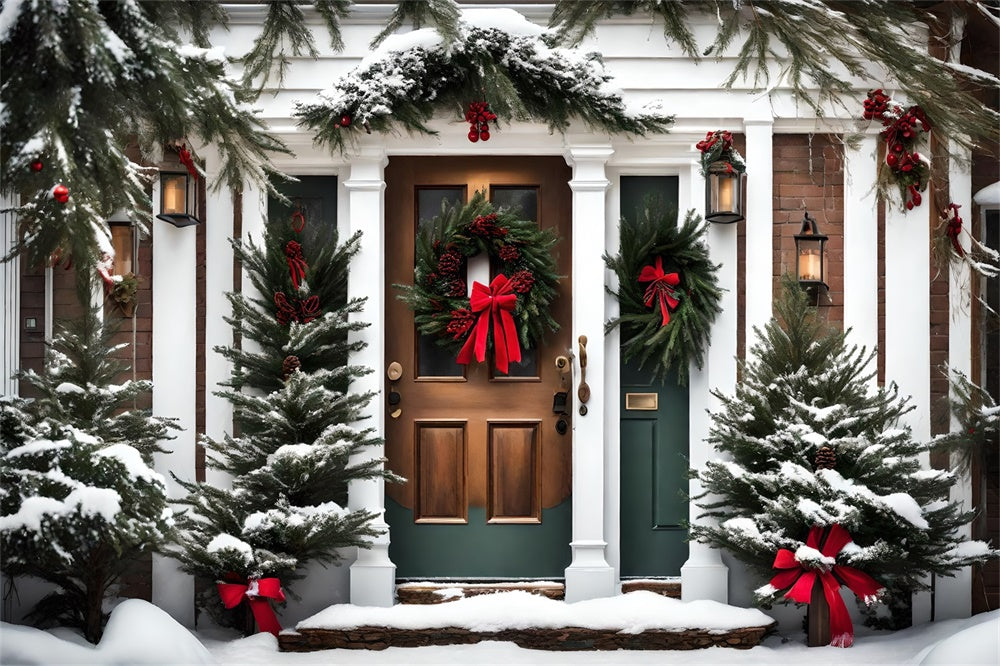 Christmas Green Doorway Garland Backdrop UK RR8-197