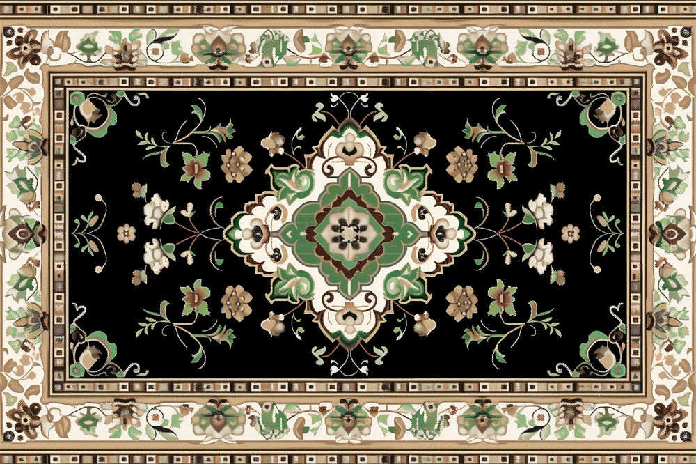 Black and Green Floral Carpet Floor Backdrop UK RR8-303
