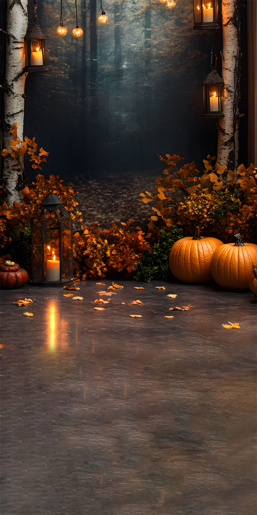 Dried Maple Leaves Sweep Autumn Pumpkin Backdrop UK RR8-327
