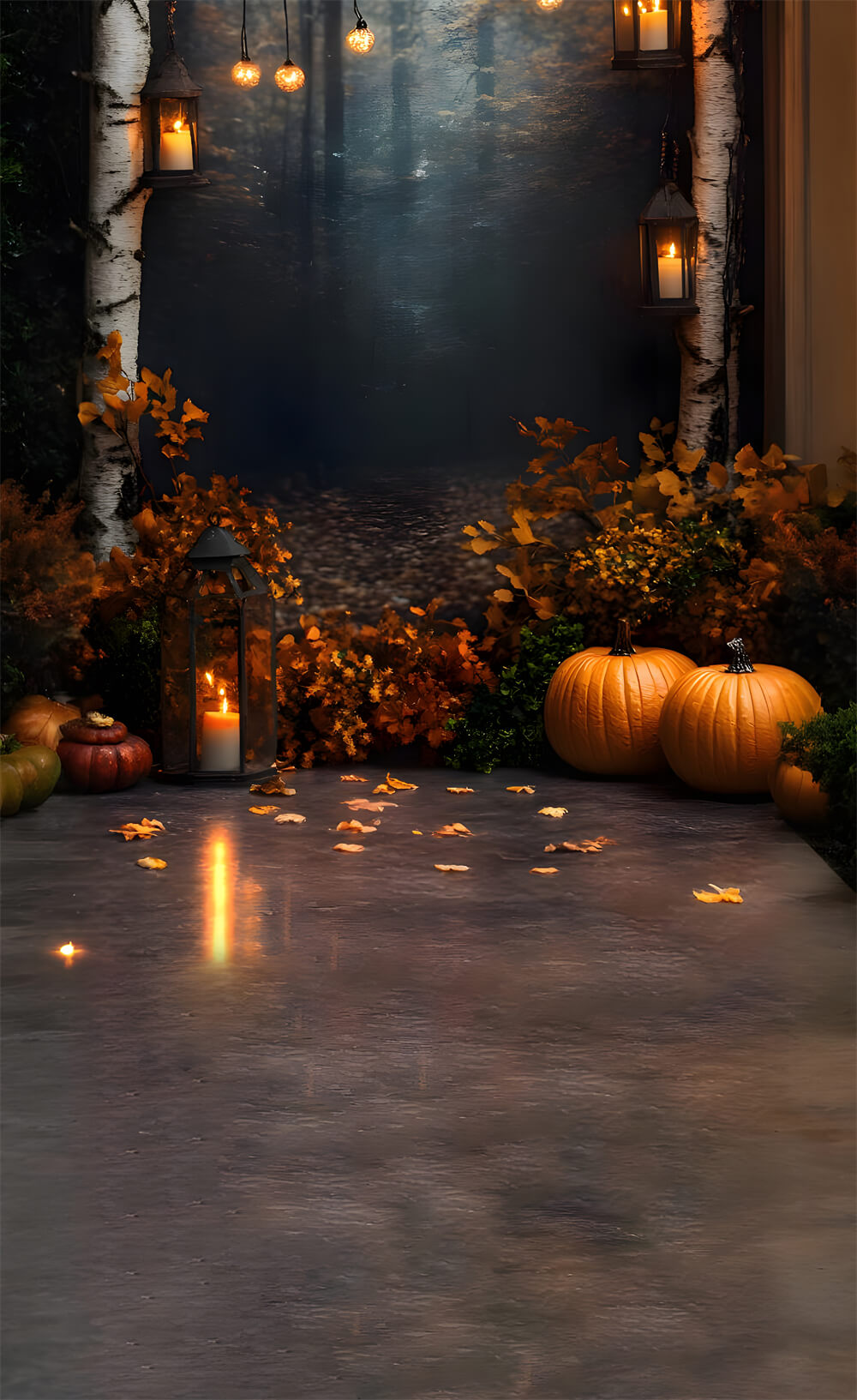 Dried Maple Leaves Sweep Autumn Pumpkin Backdrop UK RR8-327
