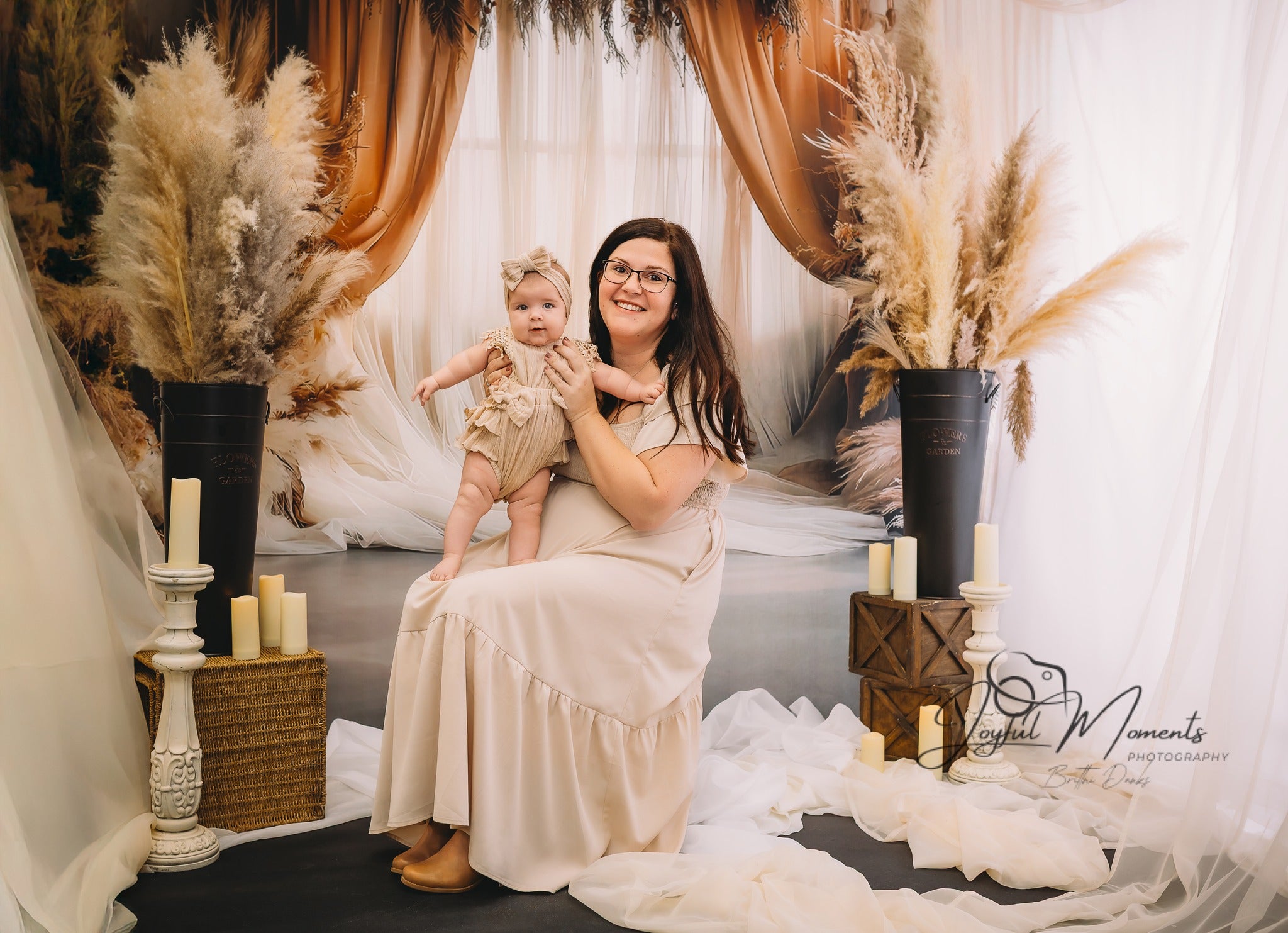 Dreamy Dusty Rose Pampas Boho Backdrop UK RR8-499