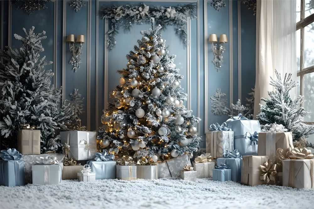 Christmas Glowing Tree Gift Boxes Backdrop UK RR8-50