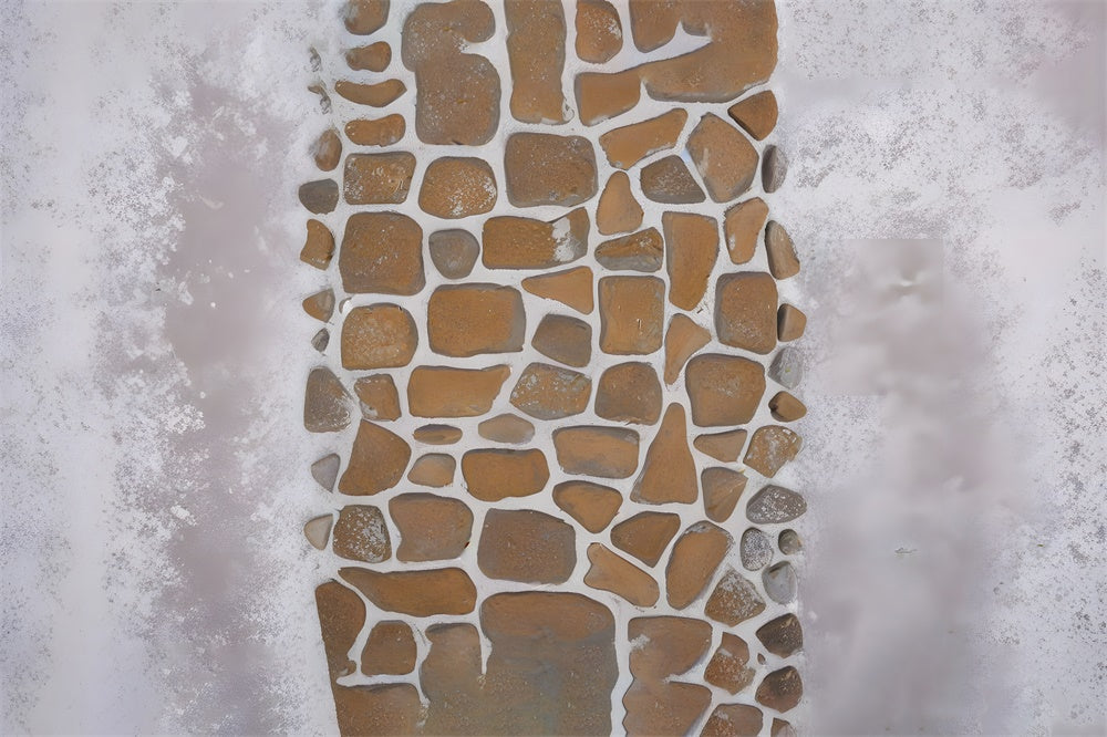 Geometric Stone Snowy Floor Backdrop UK RR8-604