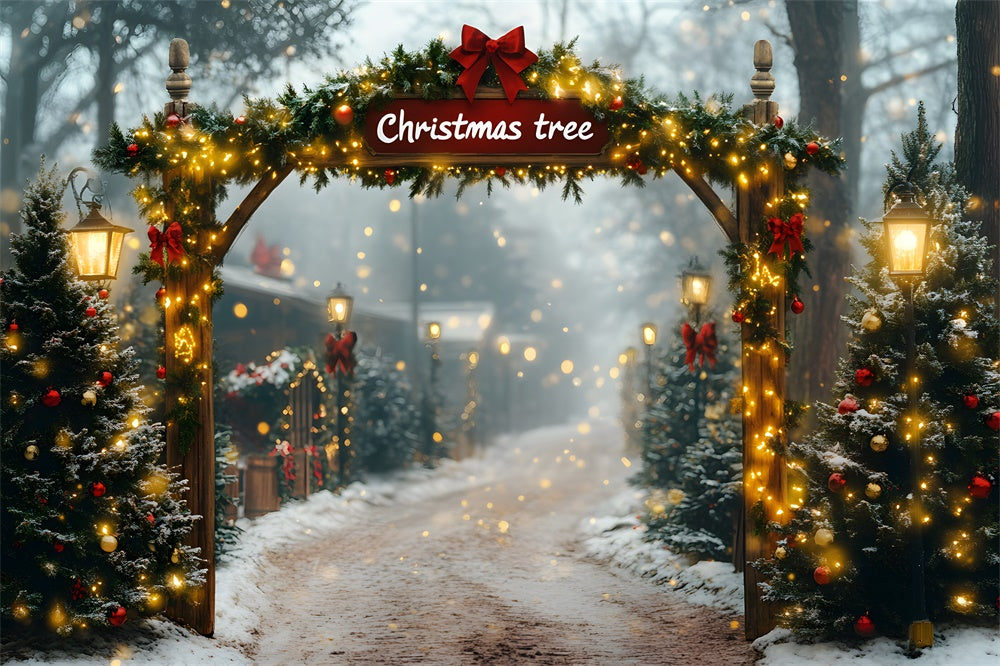 Glowing Christmas Garland Tree Farm Backdrop UK RR8-81