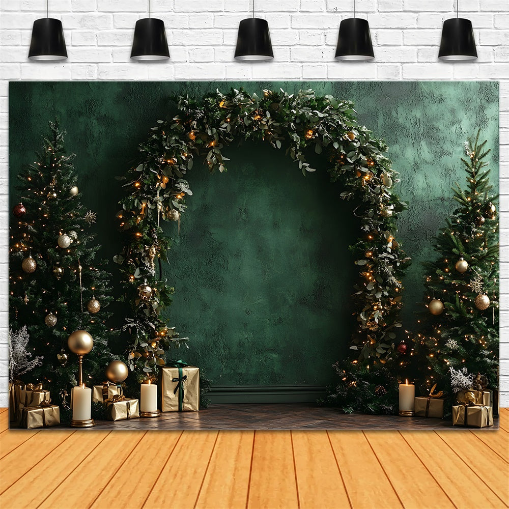 Christmas Green Retro Wall Garland Backdrop UK RR9-51