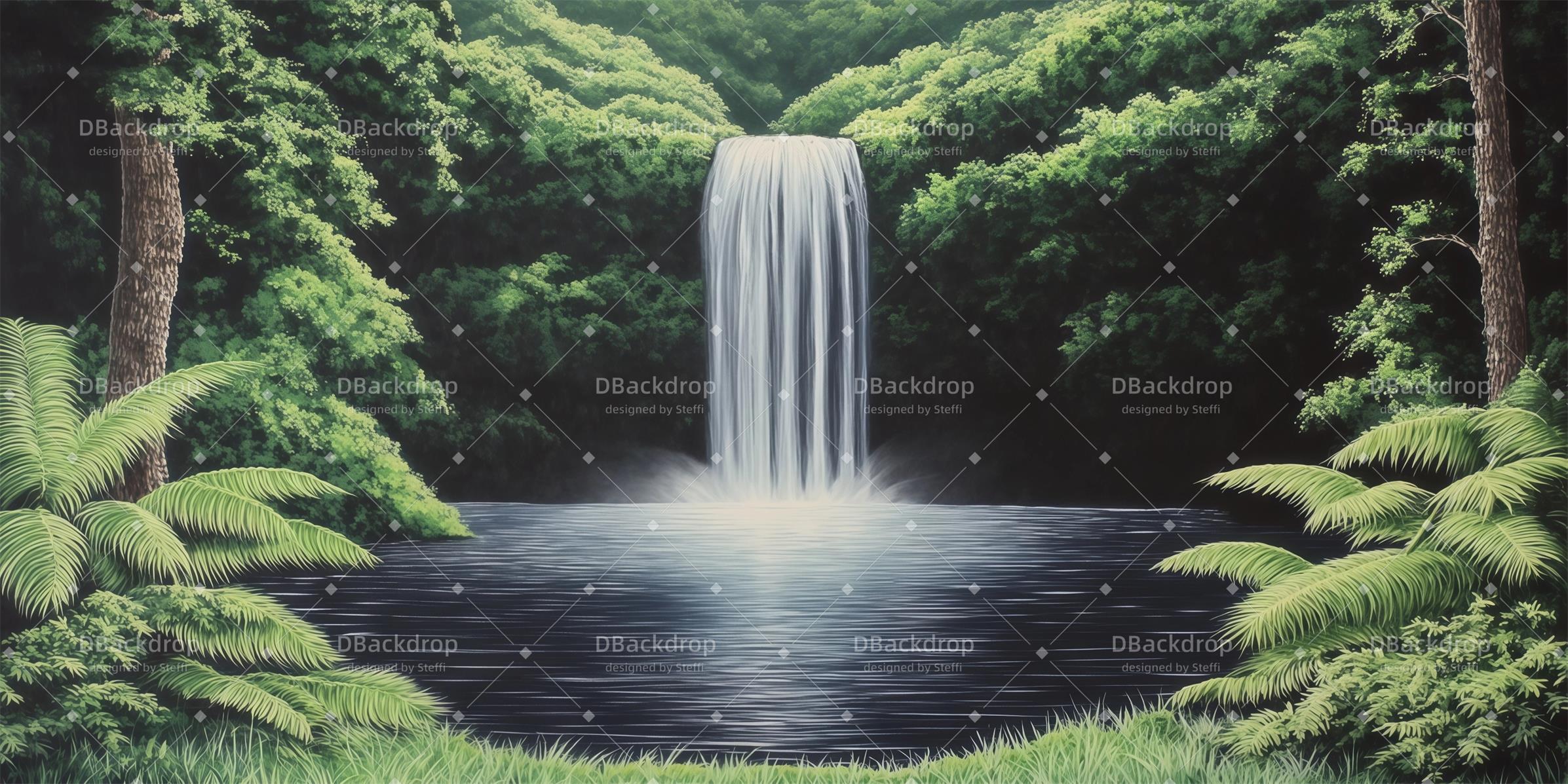 Stage Backdrop Rainforest Waterfall Stage Backdrops UK CSH59-T56