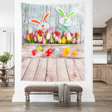 Easter Eggs Bunny Spring  Flowers Decorations Backdrop UK for Photo Studio S-897