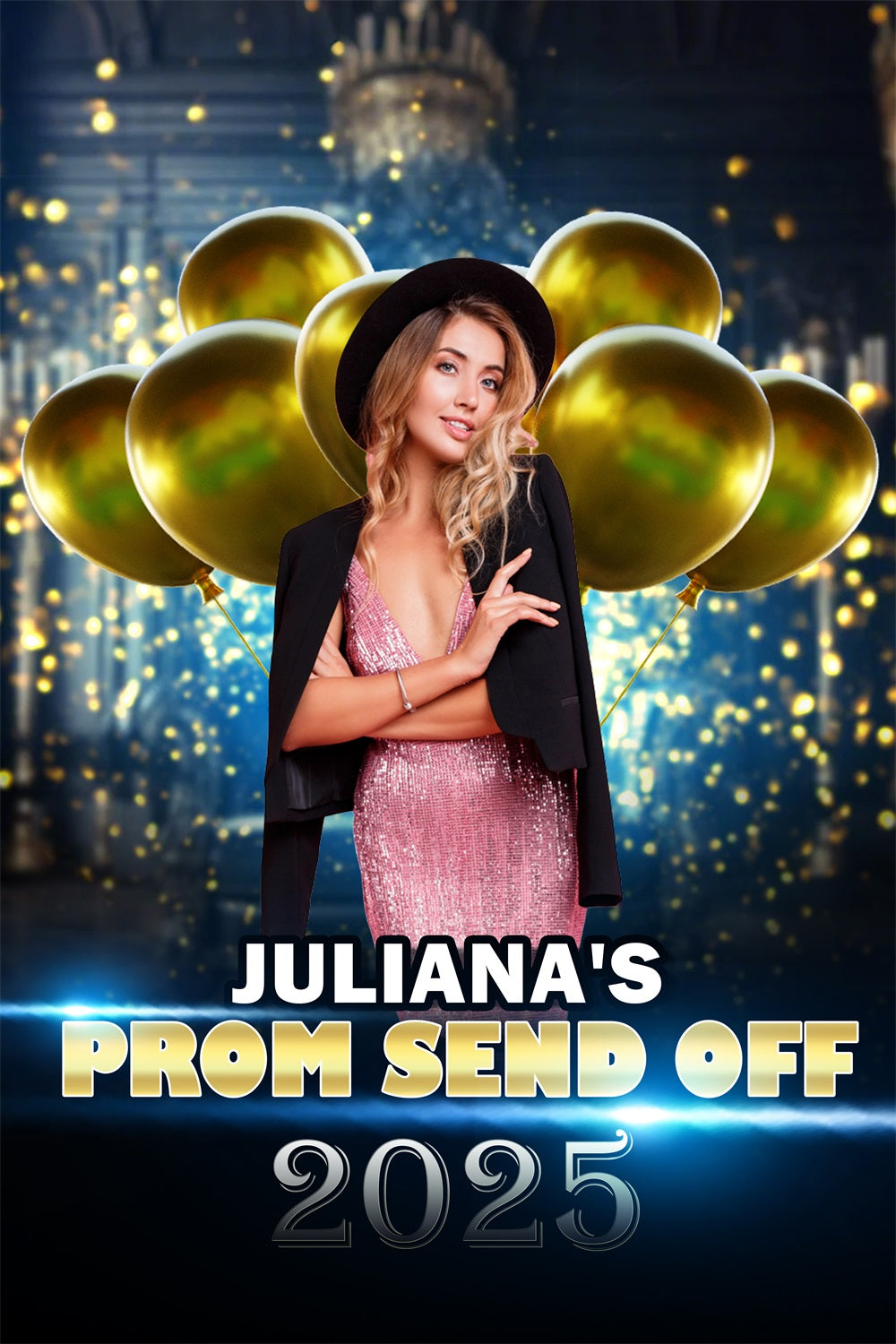 Prom 2025 Backdrop Glitter Balloon Personalized Party Graduation Backdrop UK TWW3-106