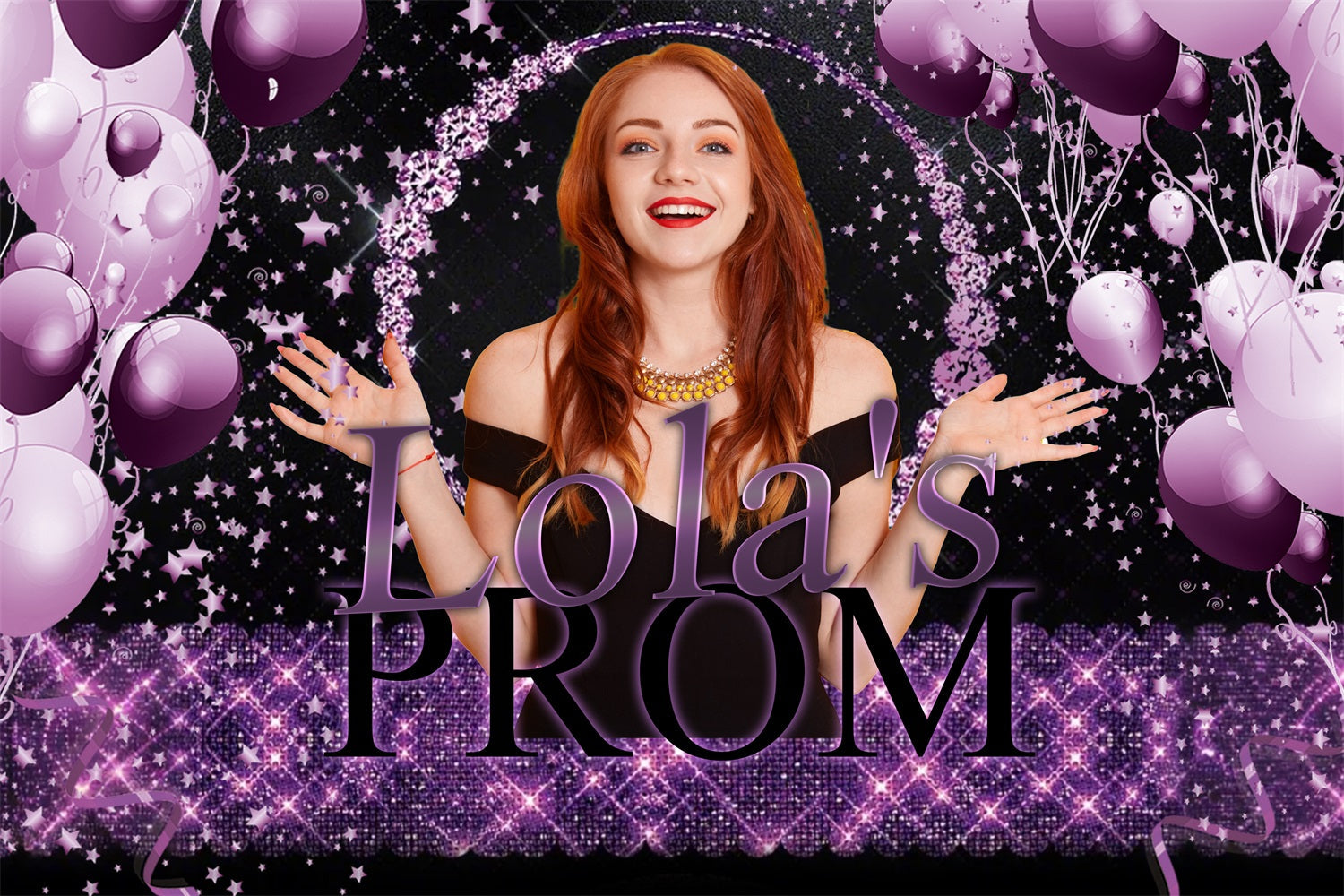 Prom Backdrop Ideas Glitter Balloons Purple Customized Party Graduation Backdrop UK TWW3-107