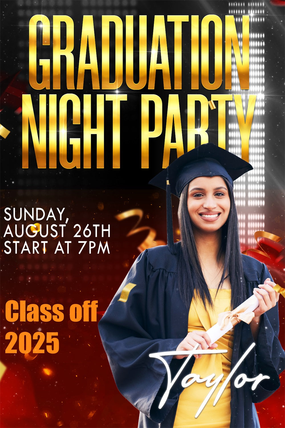 Graduation Backdrops Night Event Custom Party Graduation Backdrop UK TWW3-109