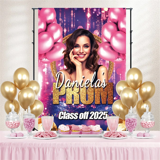 Prom Backdrop Design Glamorous Pink Balloons Personalized Party Graduation Backdrop UK TWW3-110