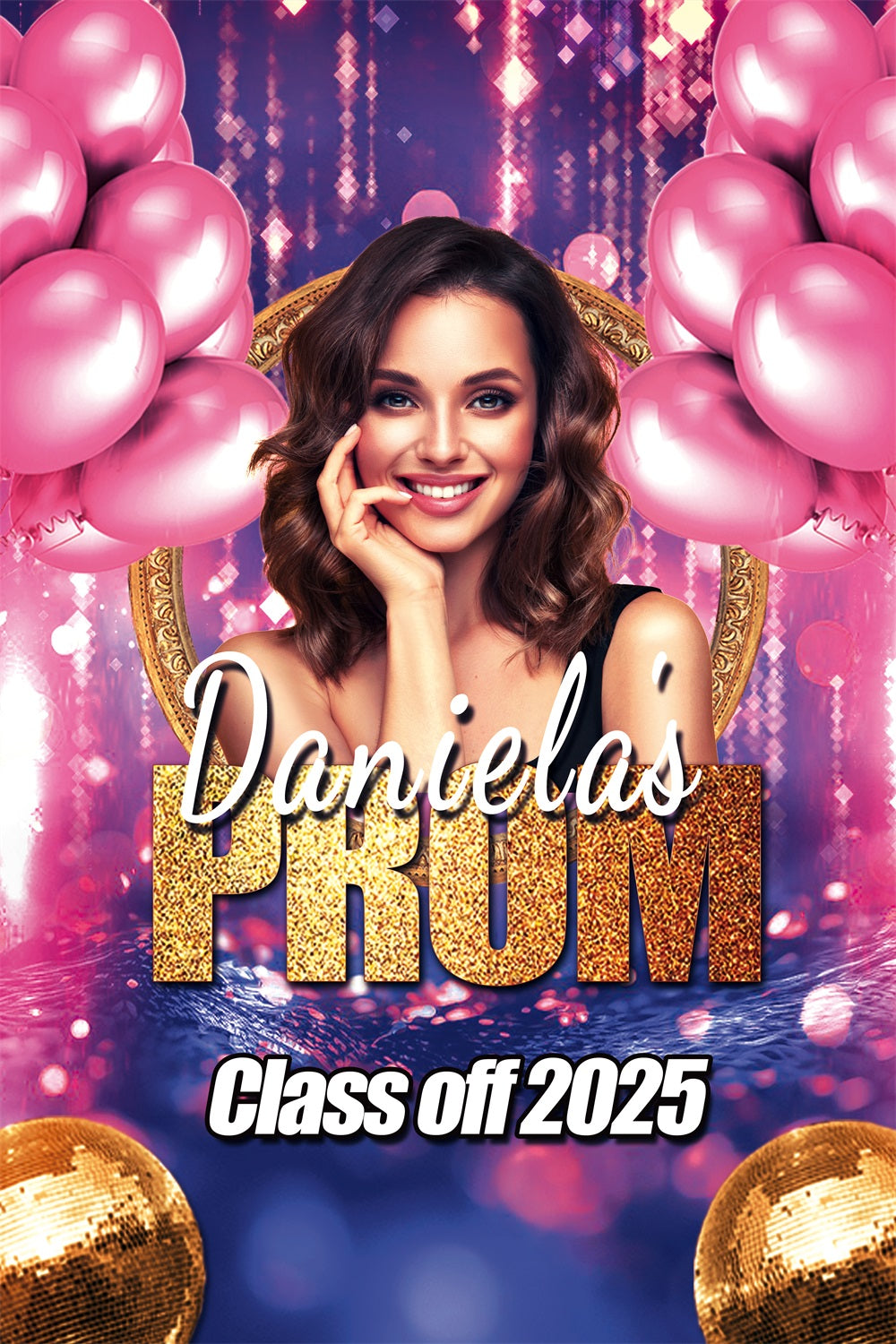 Prom Backdrop Design Glamorous Pink Balloons Personalized Party Graduation Backdrop UK TWW3-110