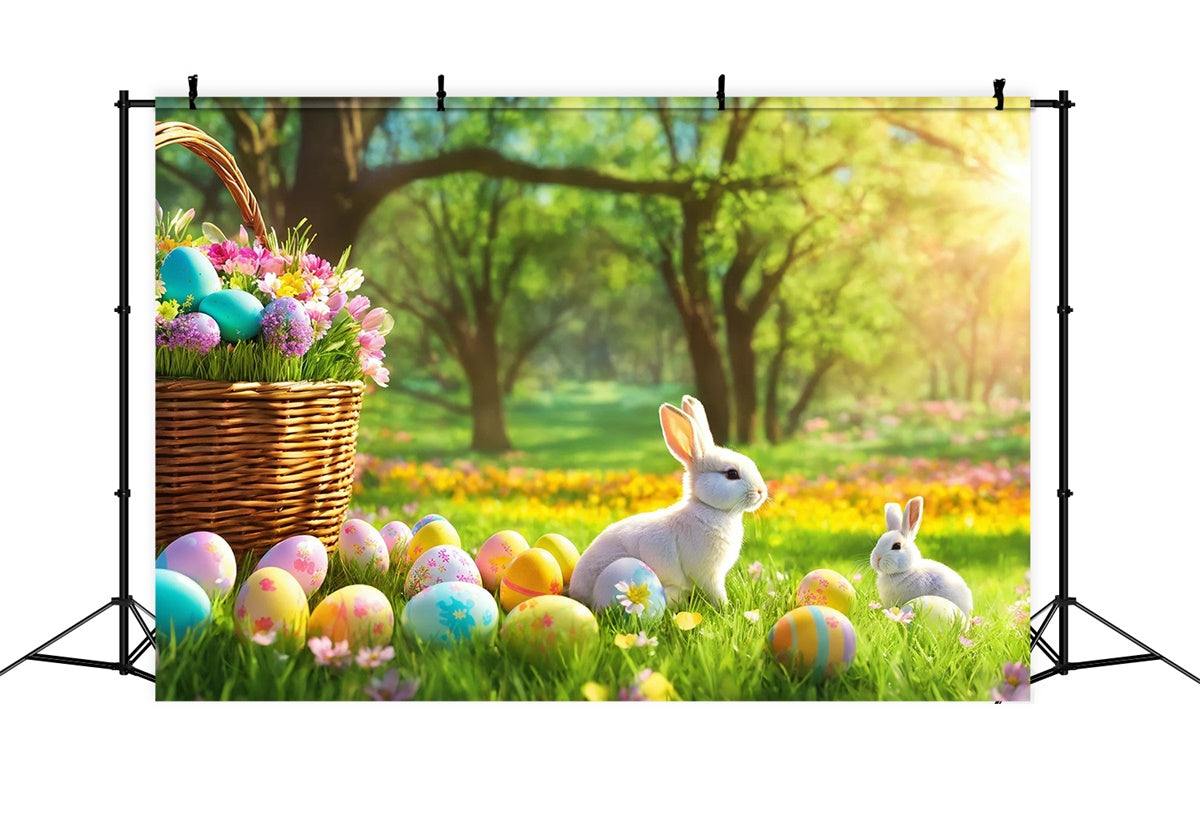 Easter Picture Backdrops Sunlit Forest Bunny Egg Backdrop UK TWW3-36