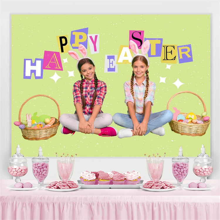 Easter Photo Backdrop Egg Baskets Personalized Backdrop UK TWW3-53