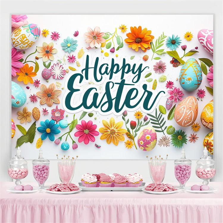 Easter Egg Backdrop Floral Egg Customized Backdrop UK TWW3-55