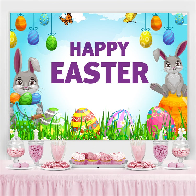 Easter Photo Backdrop Ideas Bunny Eggs Meadow Personalized Backdrop UK TWW3-57