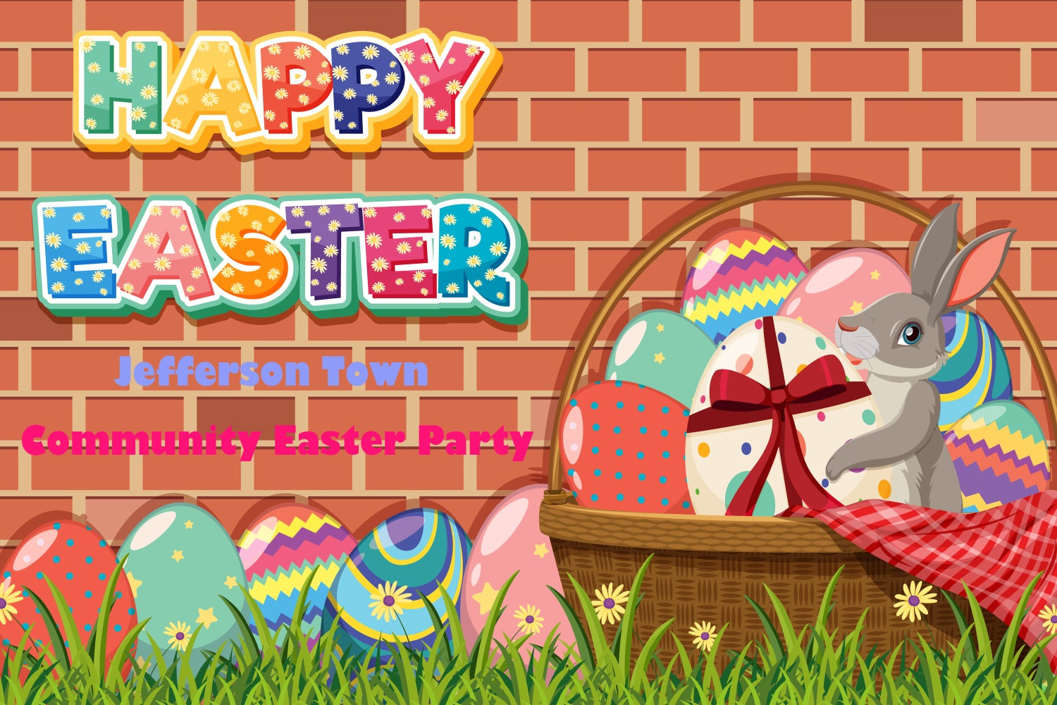 Backdrop For Easter Brick Wall Bunny Basket Custom Backdrop UK TWW3-58