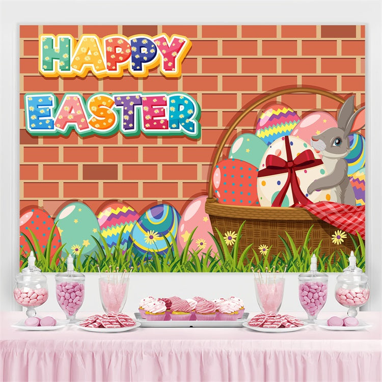 Backdrop For Easter Brick Wall Bunny Basket Custom Backdrop UK TWW3-58