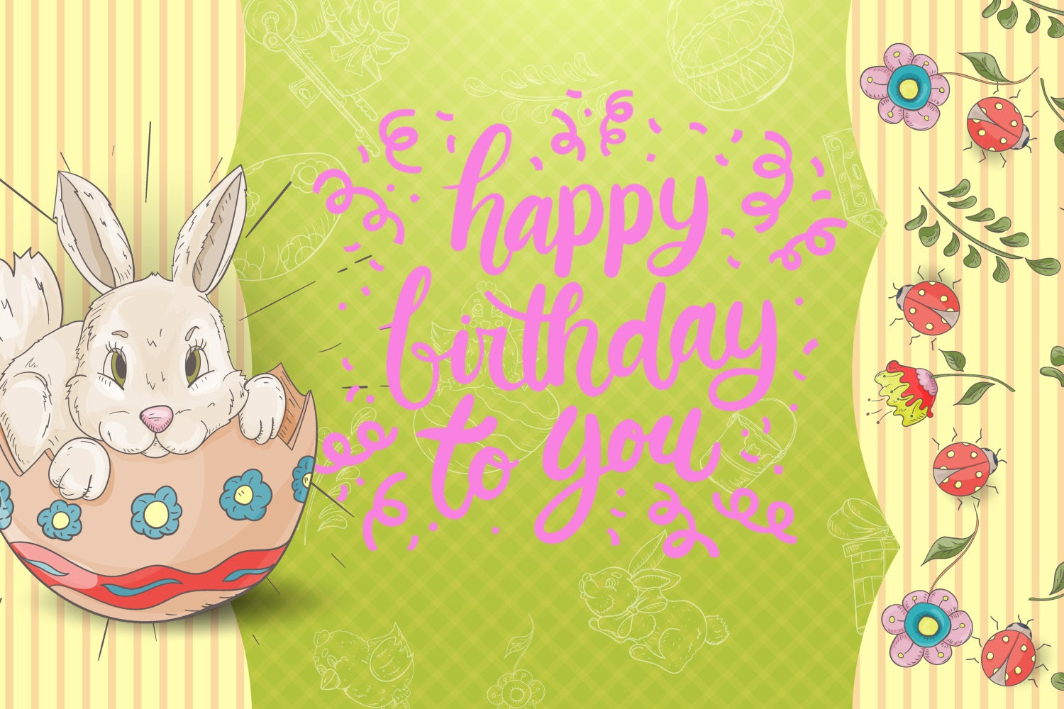 Backdrops For Easter Birthday Cheer Bunny Egg Customized Backdrop UK TWW3-59