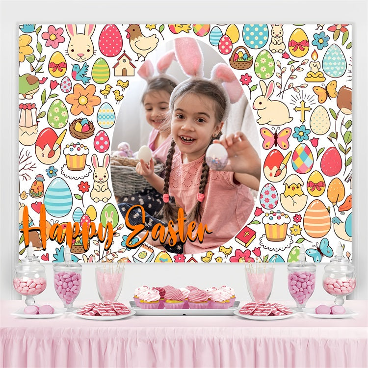 Easter Backdrop Egg Bunny Pattern Custom Backdrop UK TWW3-62