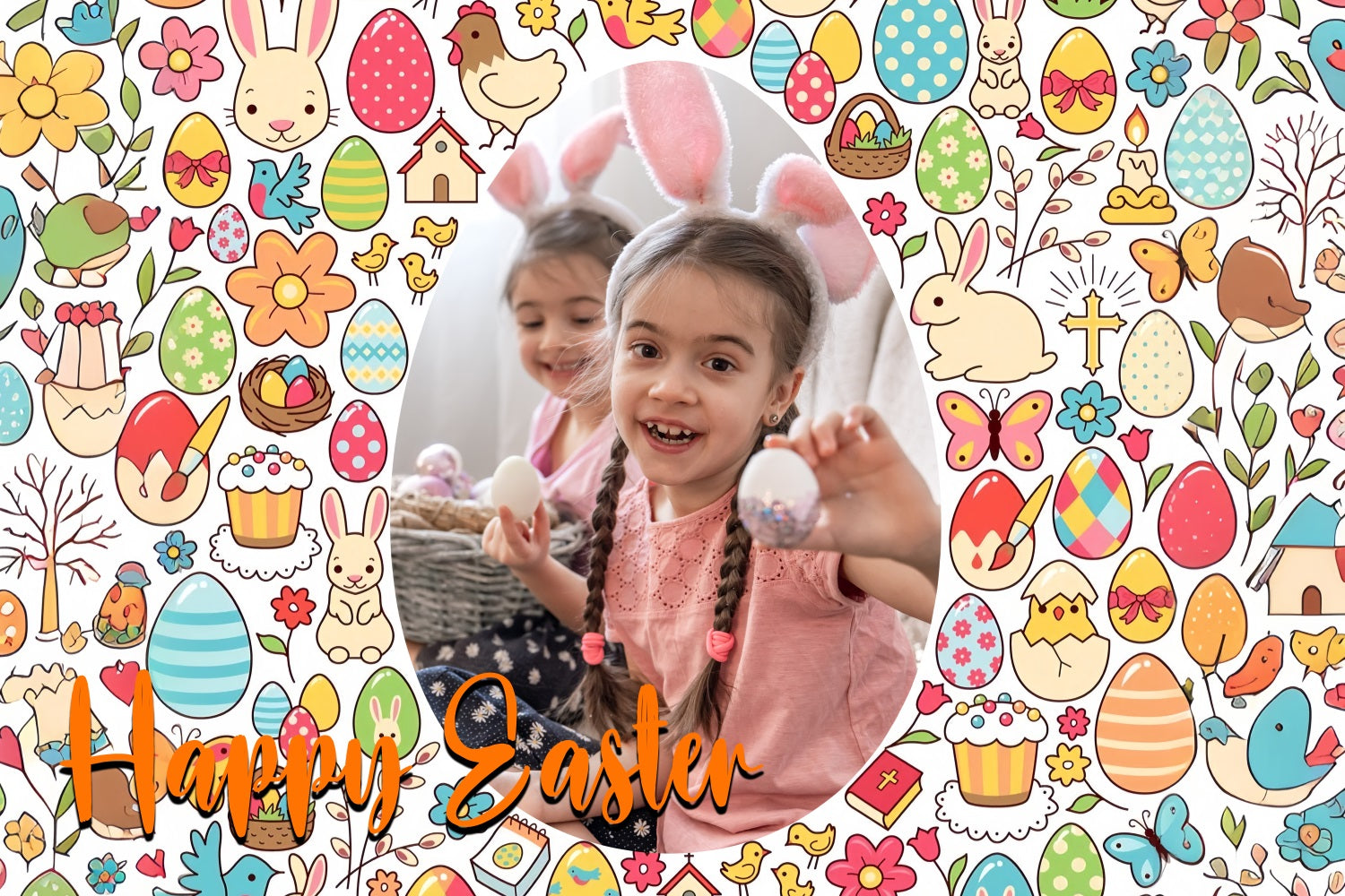 Easter Backdrop Egg Bunny Pattern Custom Backdrop UK TWW3-62
