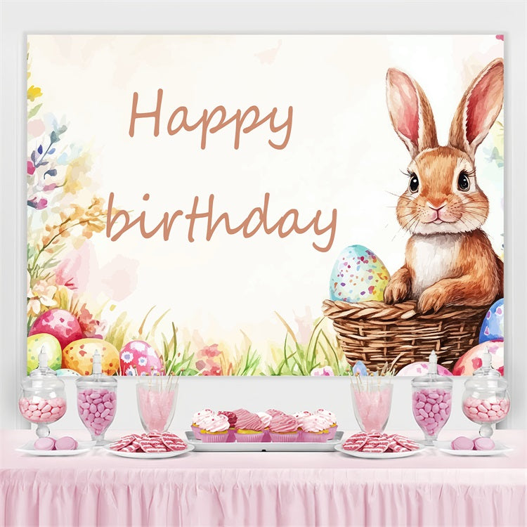 Easter Backdrops Bunny Birthday Watercolor Eggs Customized Backdrop UK TWW3-63