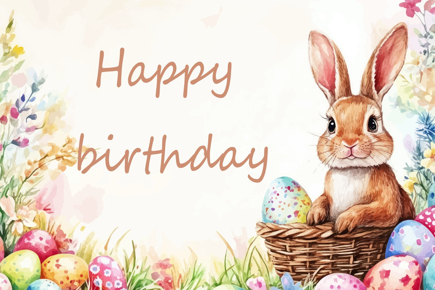 Easter Backdrops Bunny Birthday Watercolor Eggs Customized Backdrop UK TWW3-63