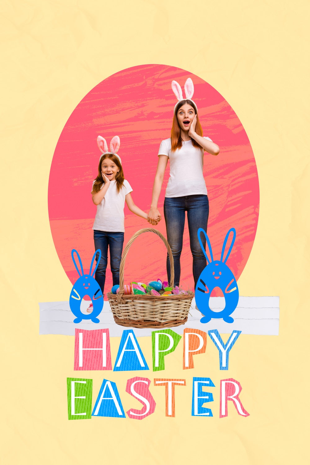 Easter Photo Backdrop Color Popped Bunny Personalised Backdrop UK TWW3-64