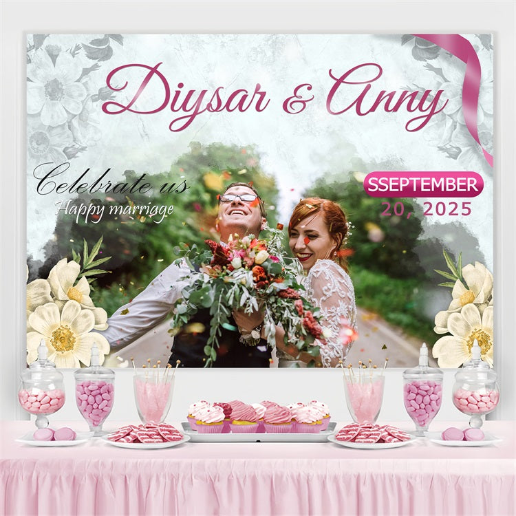 Wedding Backdrop Ideas Vintage Floral Personalized Backdrop UK TWW3-85