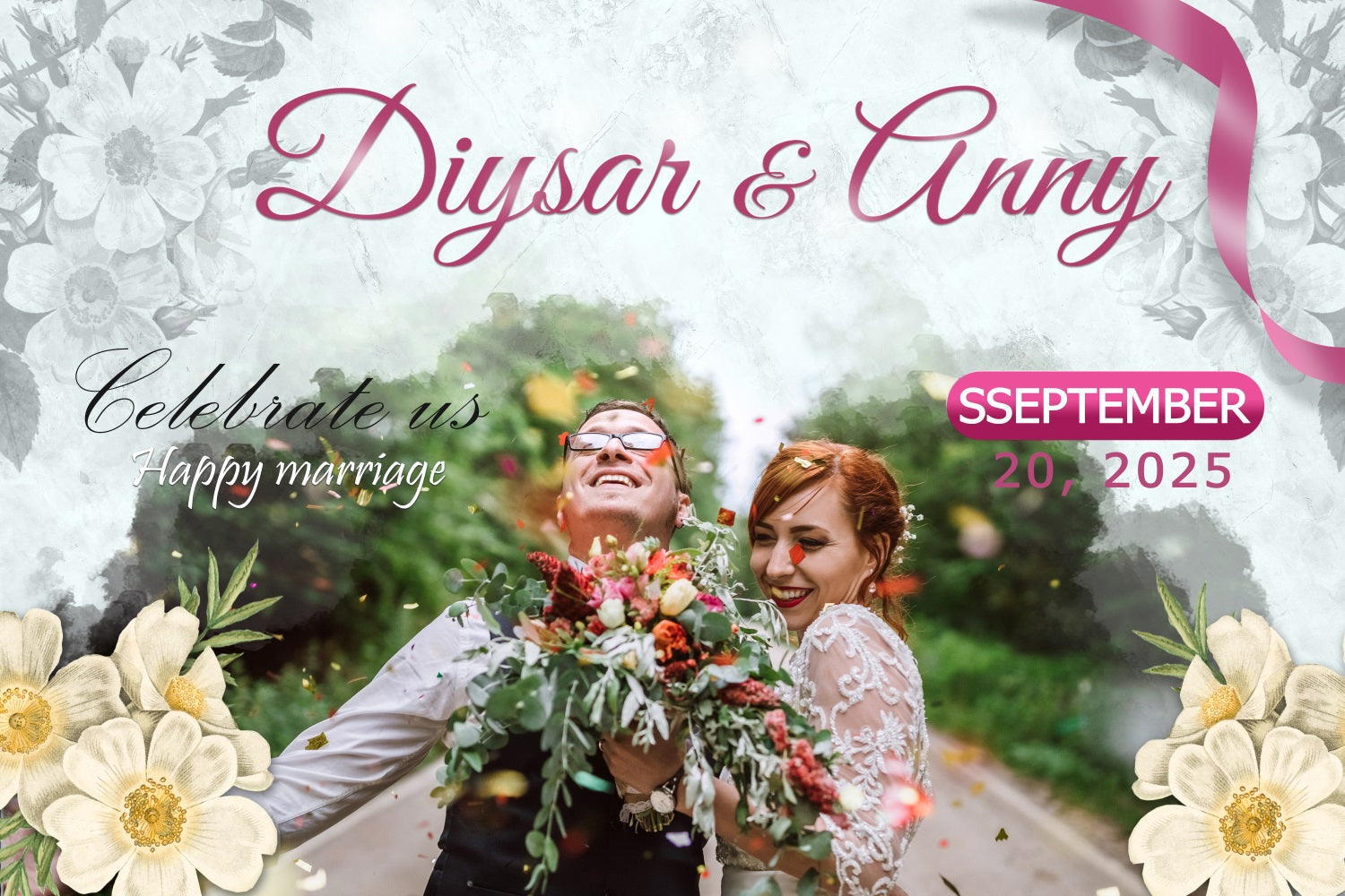 Wedding Backdrop Ideas Vintage Floral Personalized Backdrop UK TWW3-85