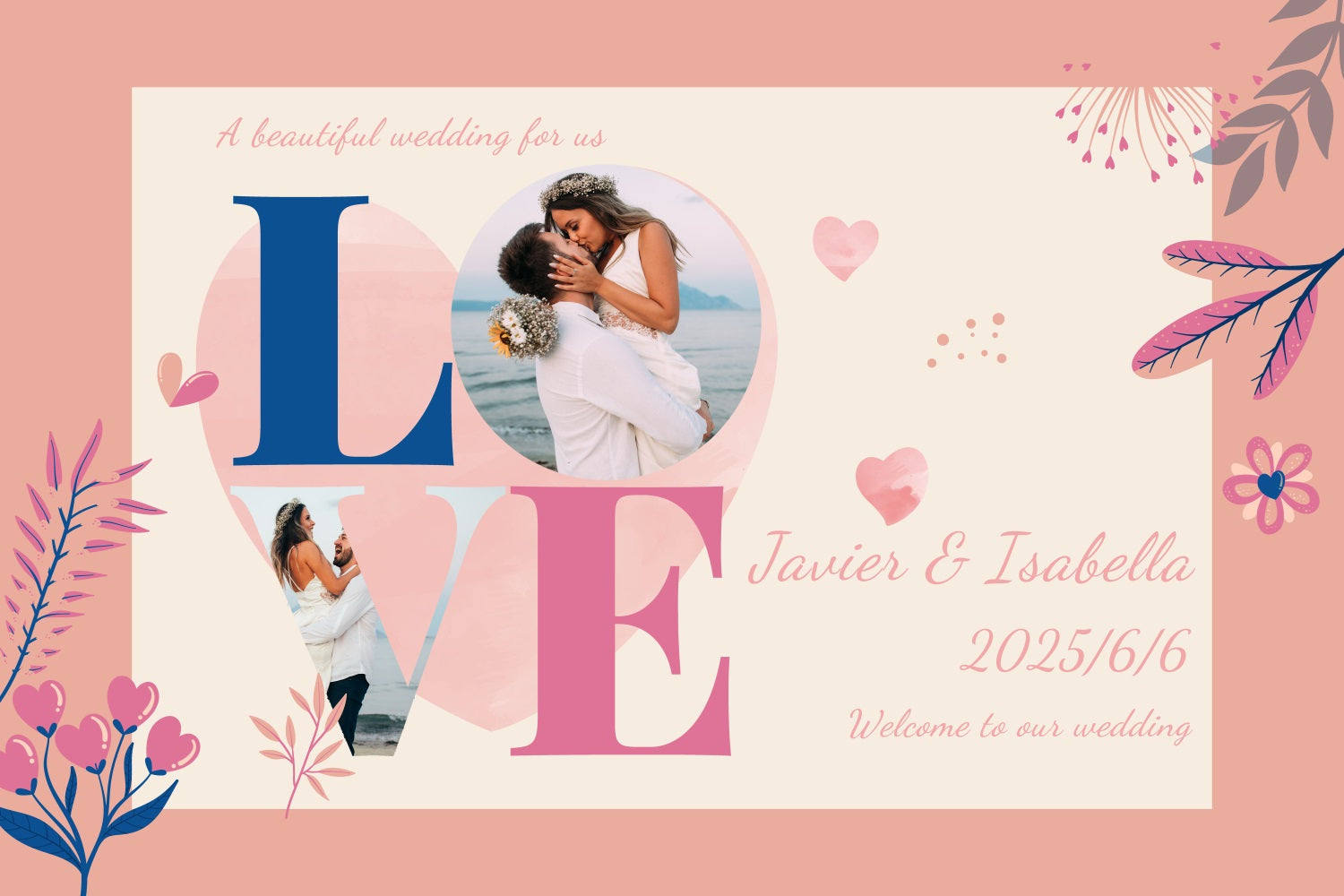 Backdrop For Wedding LOVE Theme Romantic Personalized Backdrop UK TWW3-89