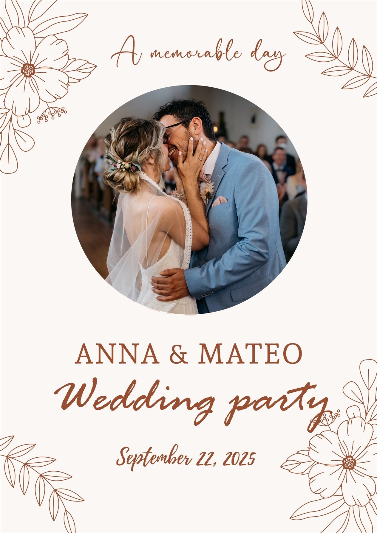 Wedding Backdrops Floral Line Art Personalised Backdrop UK TWW3-95