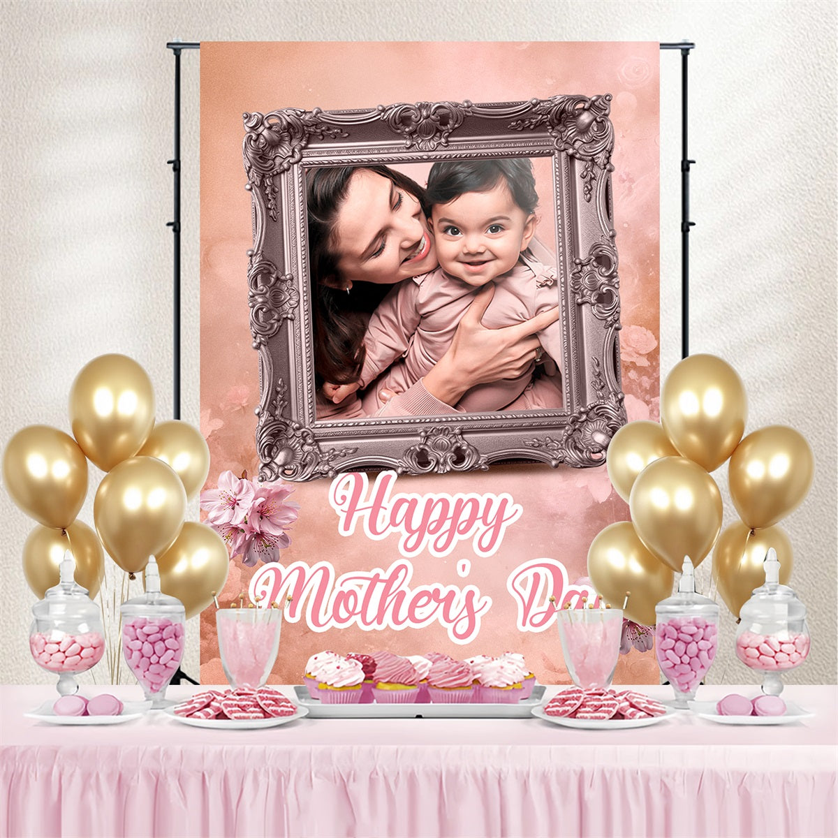 Mothers Day Photo Backdrops Vintage Pink Frame Customized Backdrop UK TWW4-16