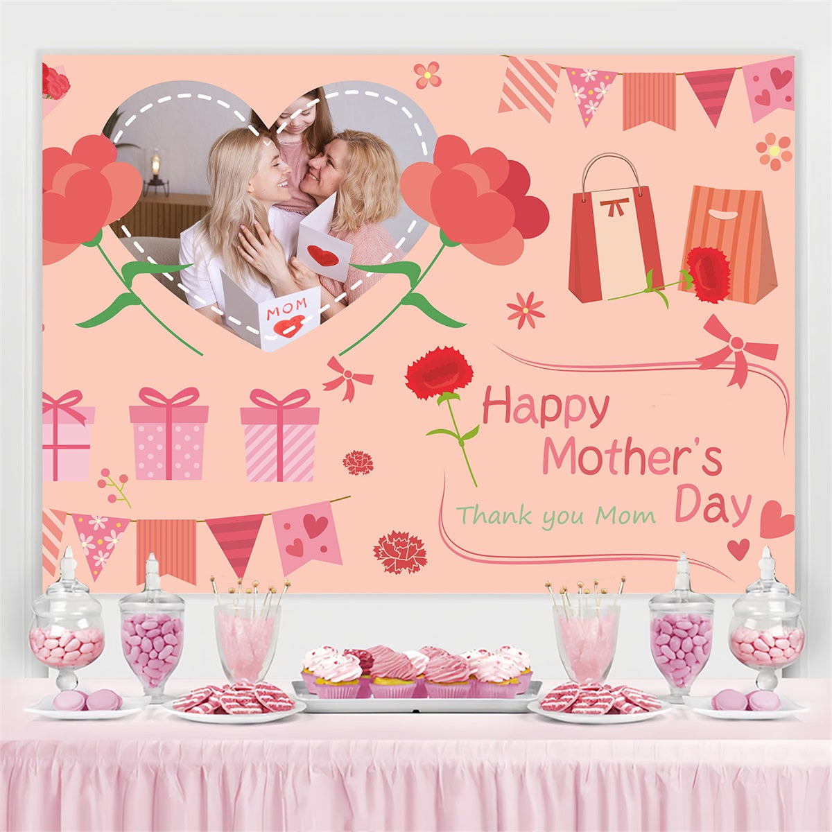 Backdrop For Mothers Day Family Love Floral Customized Backdrop UK TWW4-20