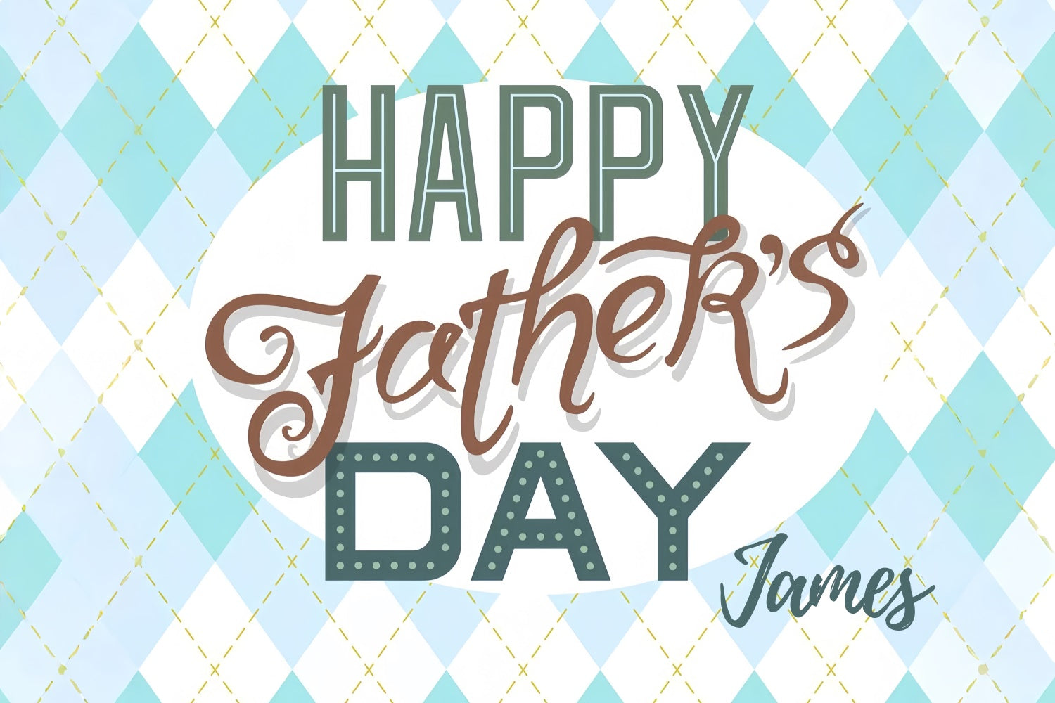 Backdrop Fathers Day Blue Argyle Retro Customized Backdrop UK TWW4-73