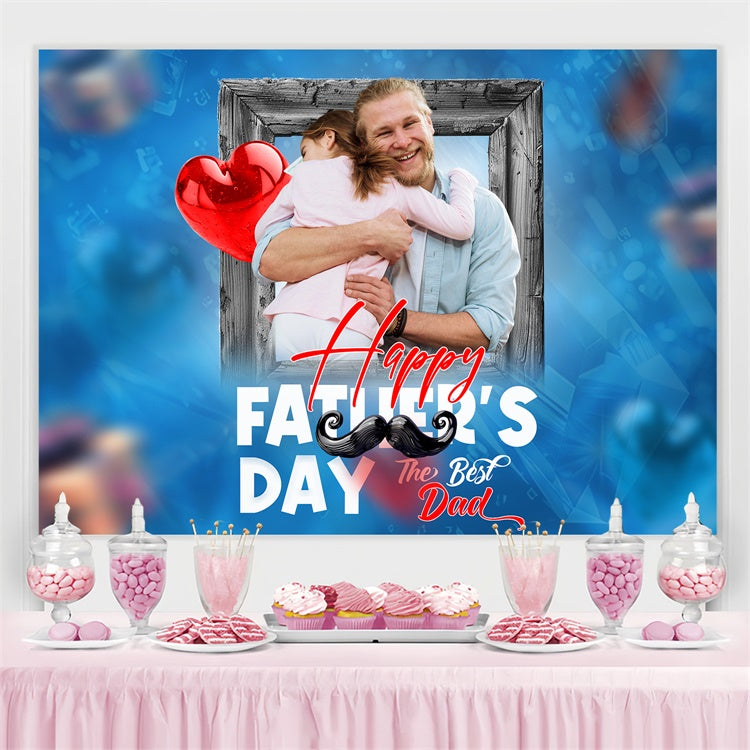 Happy Fathers Day Backdrop Wooden Frame Heart Customized Backdrop UK TWW4-76
