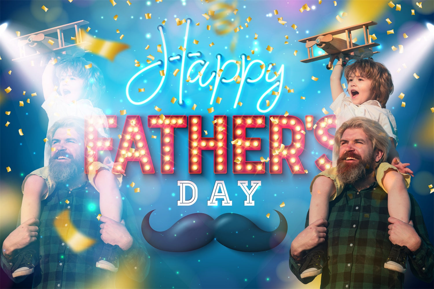 Backdrop Fathers Day Stage Spotlight Confetti Custom Backdrop UK TWW4-82