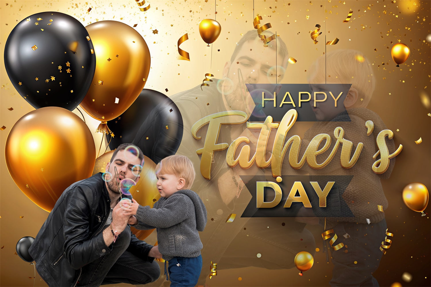 Backdrop Father's Day Golden Confetti Balloon Custom Backdrop UK TWW4-85