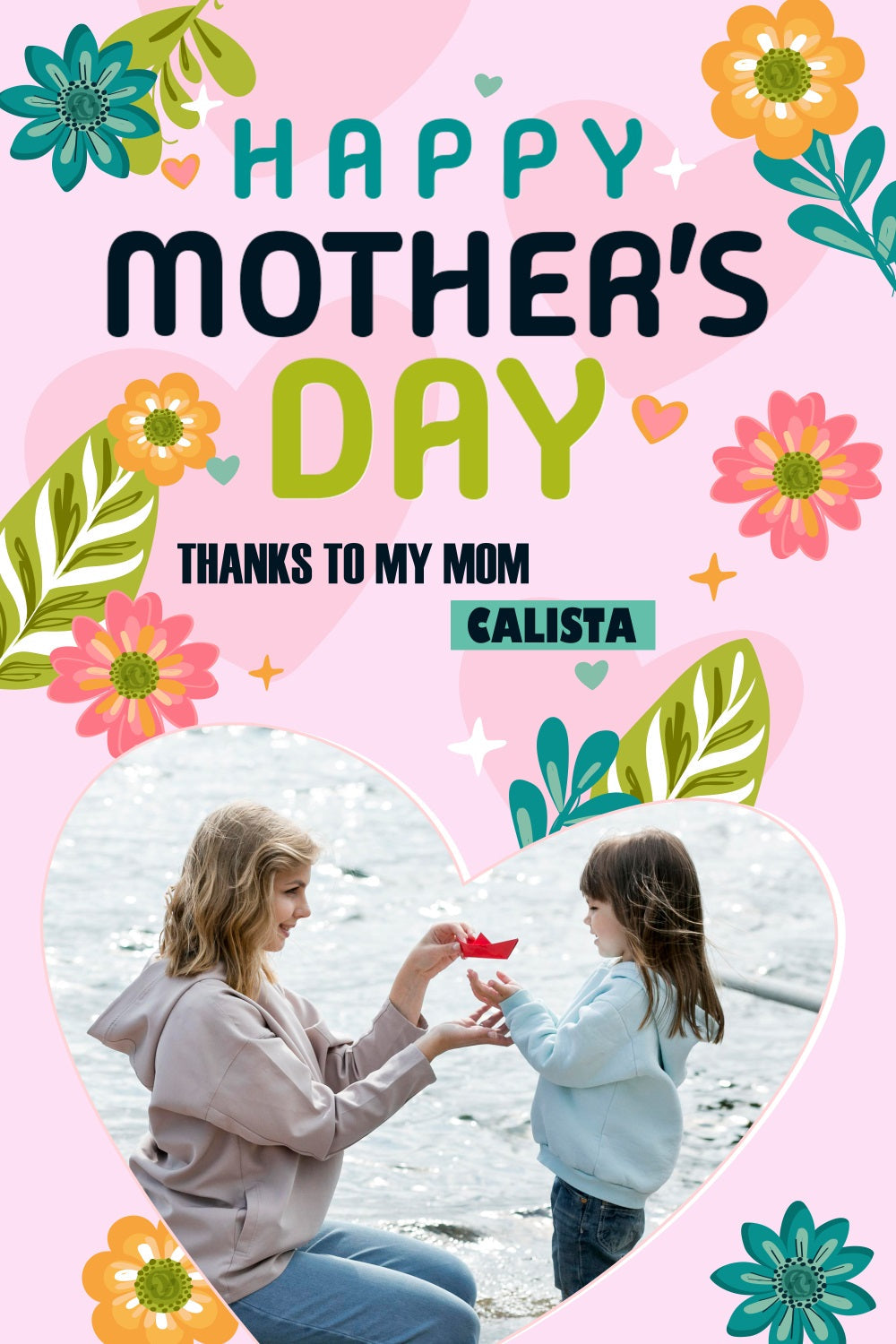 Backdrops For Mother's Day Pink Floral Love Personalised Backdrop UK TWW4-9