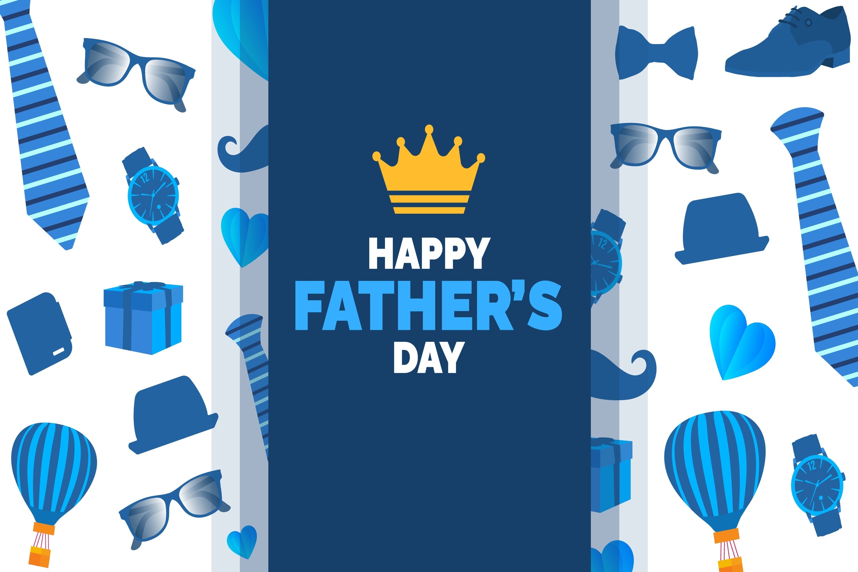Fathers Day Backdrop Ideas Crown Blue Gift Icons Custom Backdrop UK TWW4-90