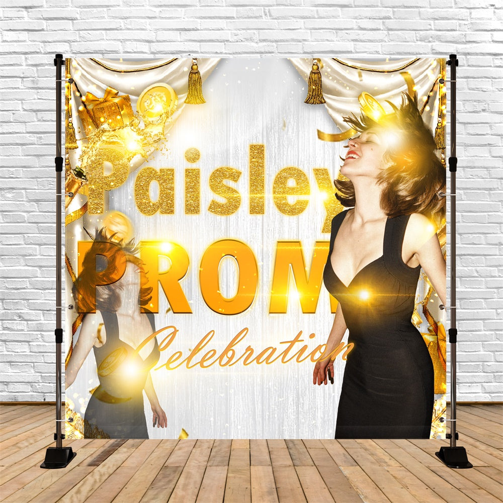 Prom Backdrop Ideas Golden Flash Luxury Custom Party Graduation Backdrop UK TWW5-39