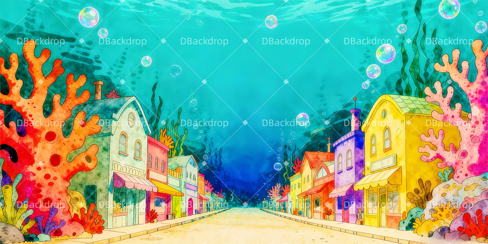 School Play Backdrop Bikini Bottom Performance Backdrops UK TWW511-T125