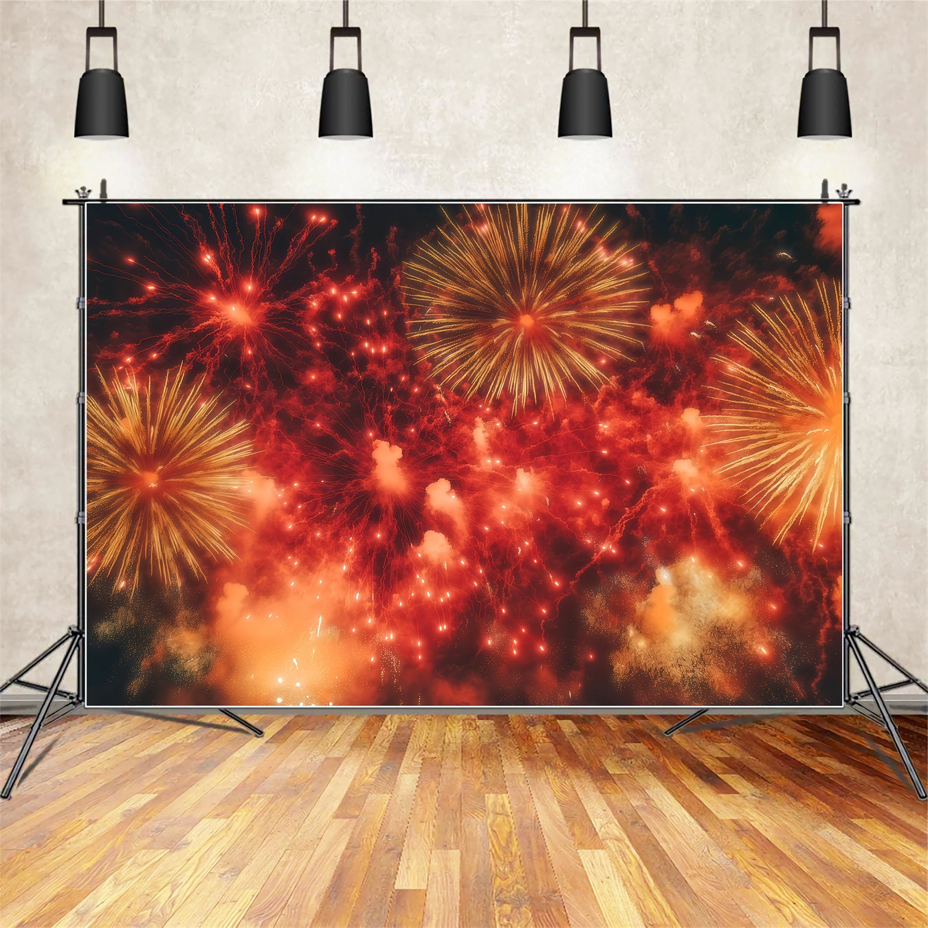 New Years Backdrop Crimson Burst Firework Sky New Year's Eve Backdrop UK TWW512-11