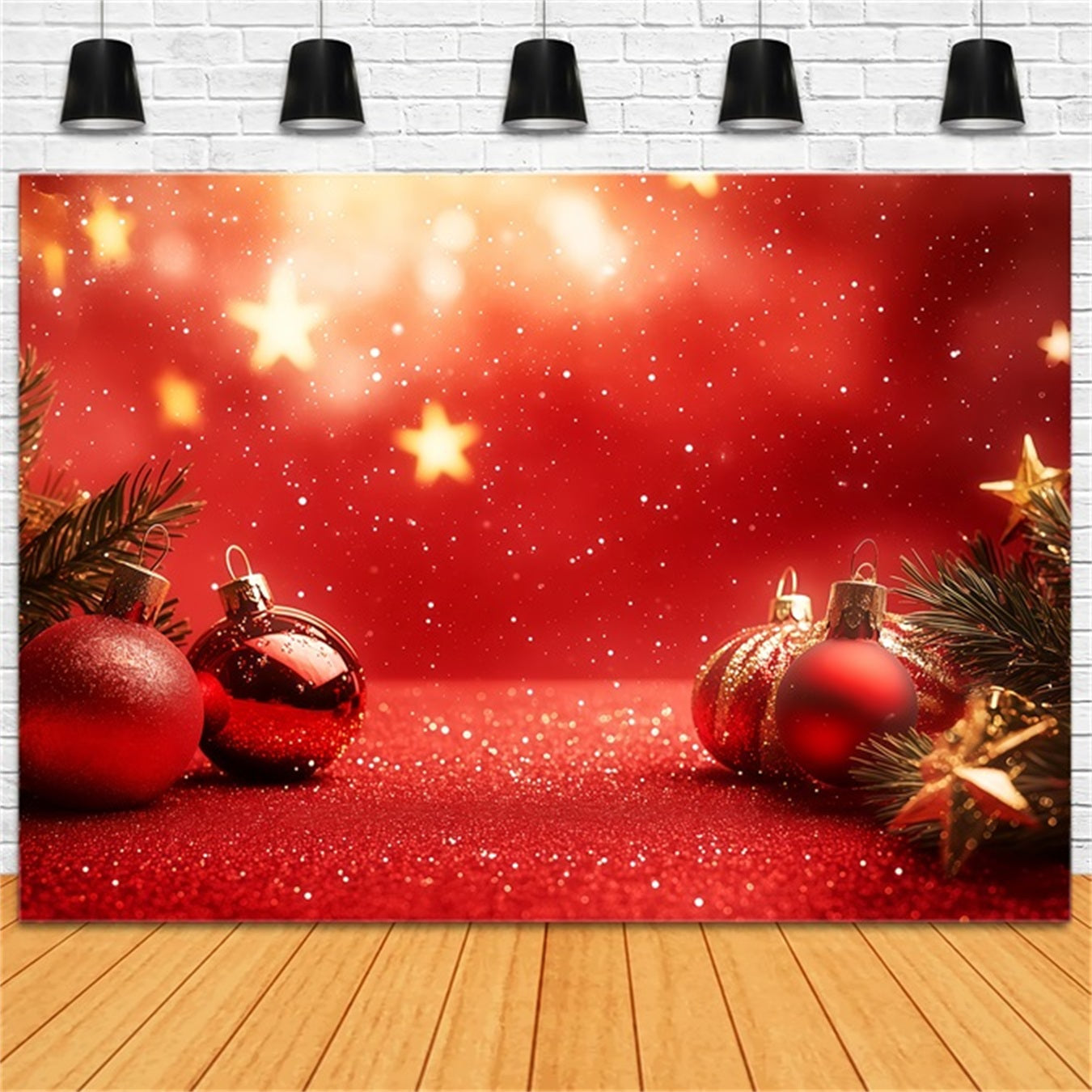 New Years Backdrops Radiant Red Ornaments Happy New Year 2026 Backdrop UK TWW512-17