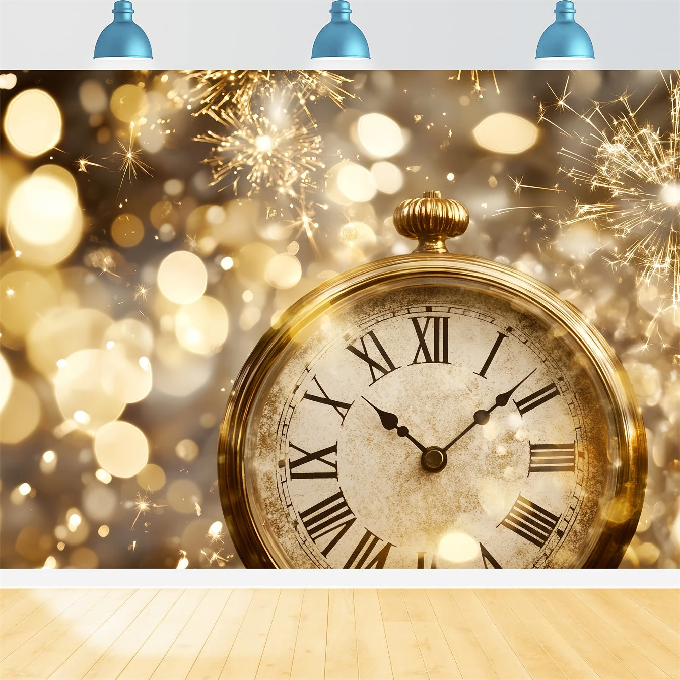 New Year's Backdrop Countdown Gold Glitter Firework Bokeh Backdrop UK TWW512-20