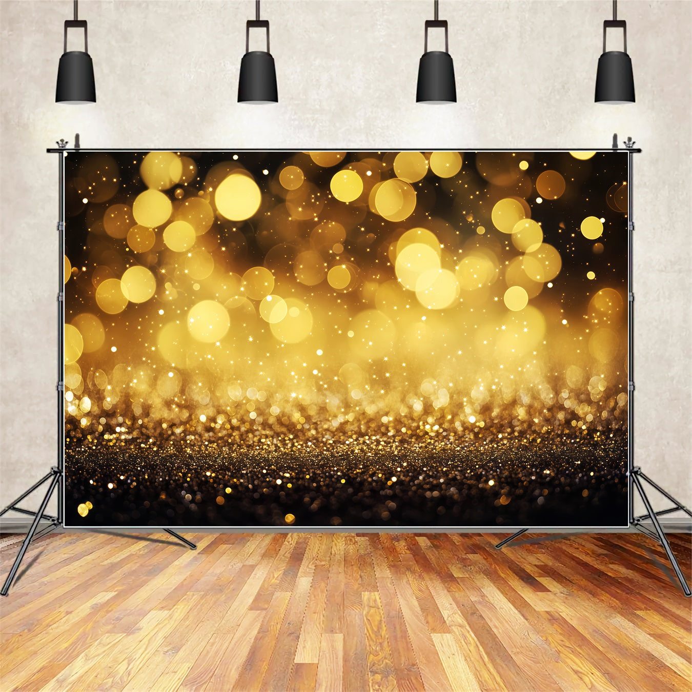 New Year's Backdrops Golden Sparkle Shimmer Bokeh Gold Glitter Backdrop UK TWW512-7