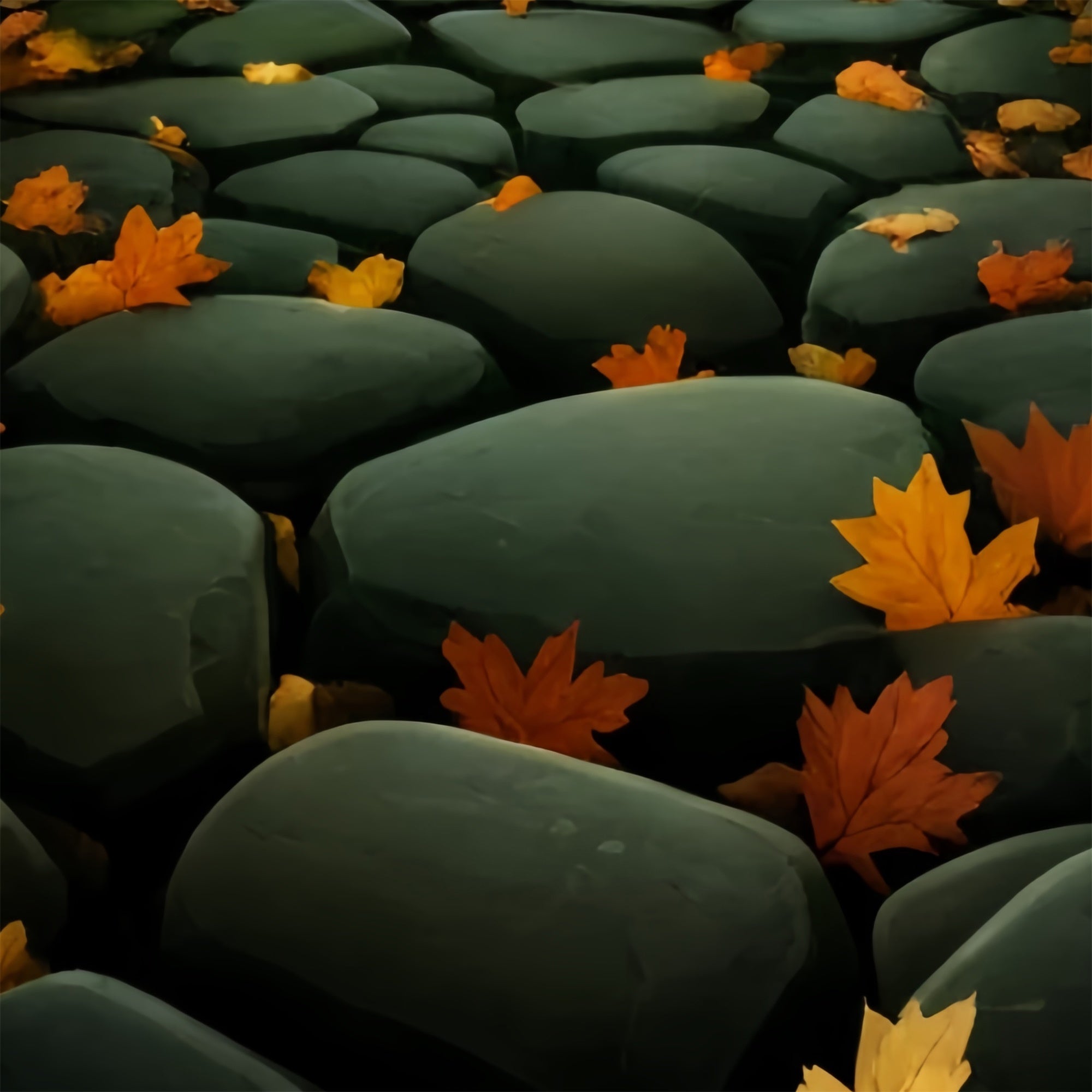 Photo Backdrop Floor Leaves Stone Path Floor Backdrop UK TWW57-40