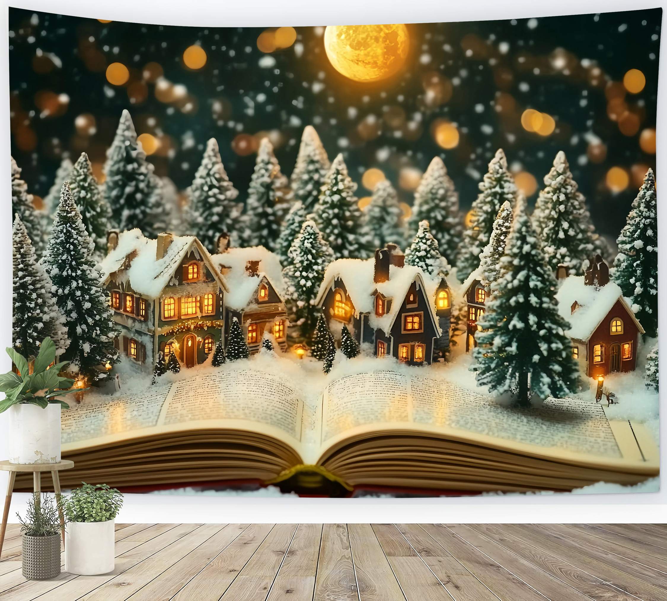 Christmas Village Backdrop Miniature Village Winter Moonlight Christmas Backdrop Ideas UK TWW58-106