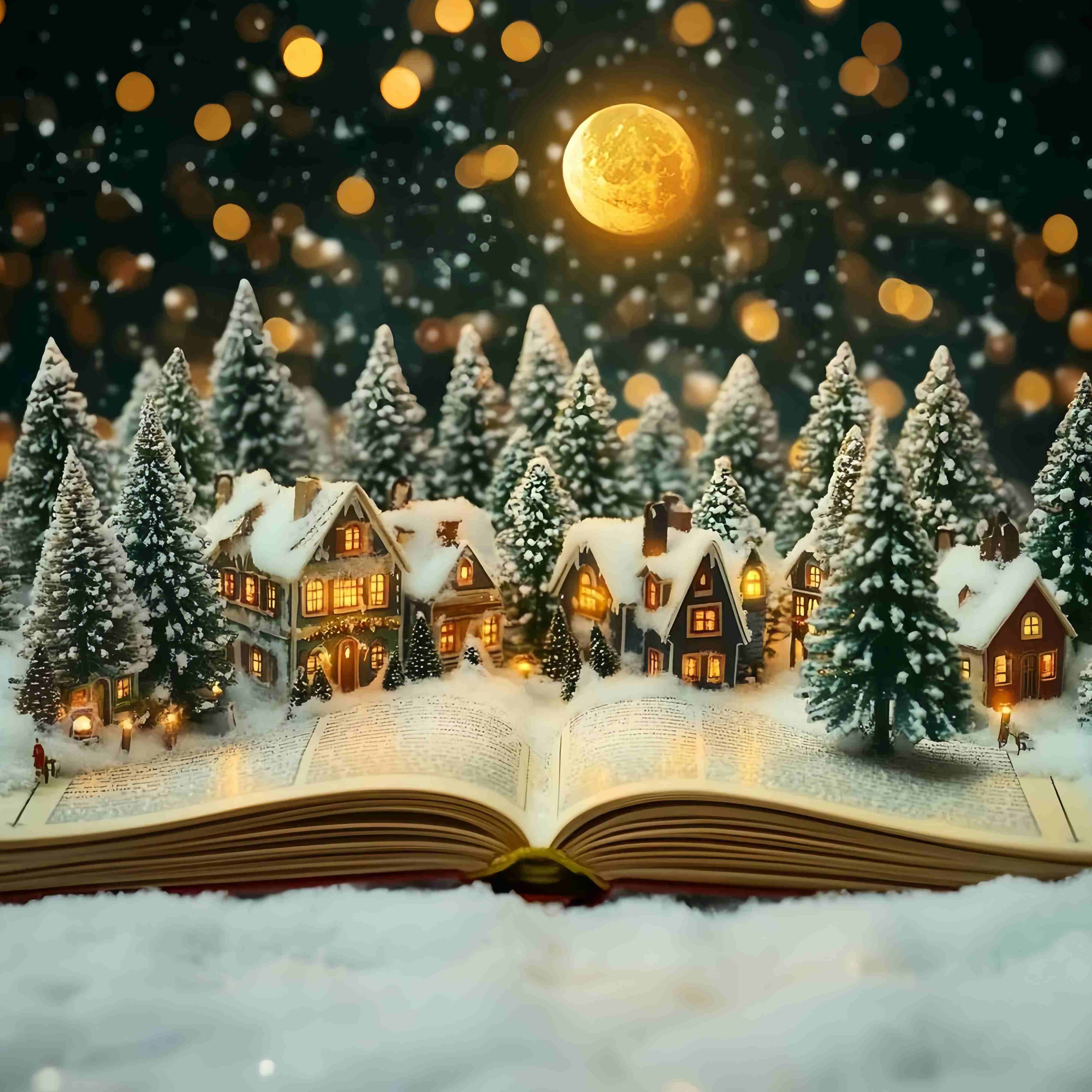 Christmas Village Backdrop Miniature Village Winter Moonlight Christmas Backdrop Ideas UK TWW58-106